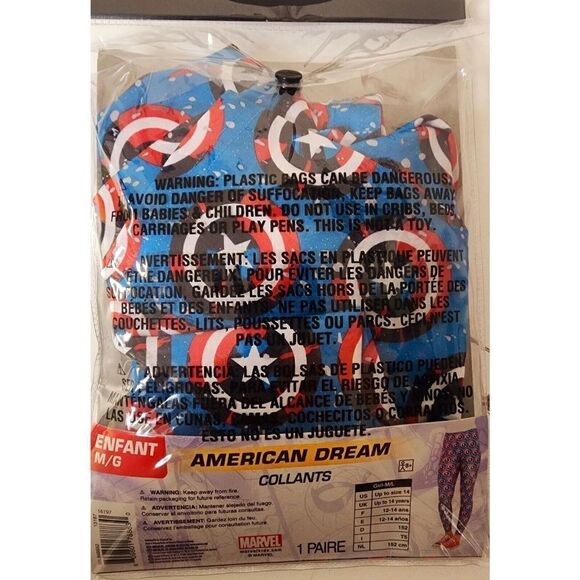 Marvel American Dream Leggings Youth Size M/L 12- 14 Captain America Shield - Picture 5 of 6